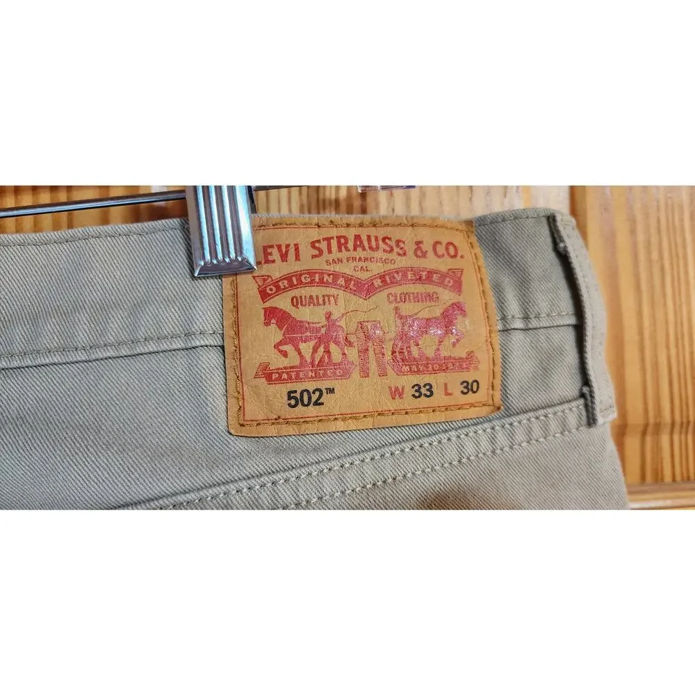 Levi’s 502 Regular Taper Jeans Khaki Beige Stretch W33‎ L30